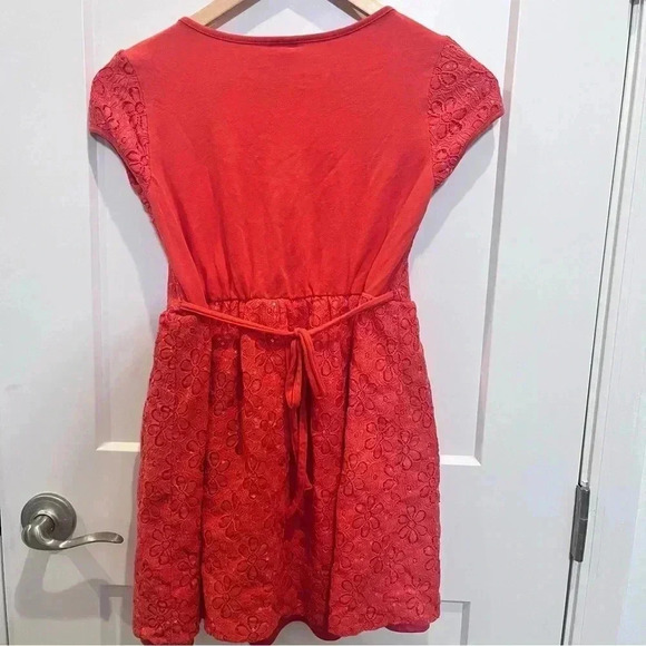Vintage Justice girls tropical orange lined lace dress with sparkly sequins - Picture 2 of 6